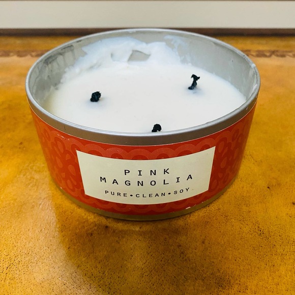 Pure Clean Soy Pink Magnolia 3-Wick Candle Tin Red 14.6 Ounce Apricot Orchid - Picture 1 of 4